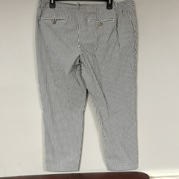 Merona Classic Gray & White Striped Seersucker zip pants, 4 Pocket, 16, EUC - Picture 3 of 7